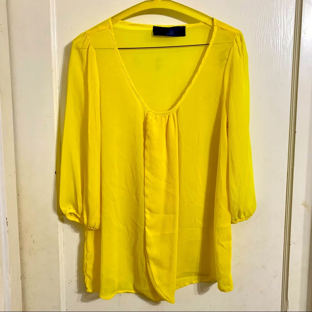 🌈6/$10 Sheer Yellow Blouse